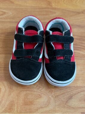 Toddler Red and Black Velcro Sneakers
